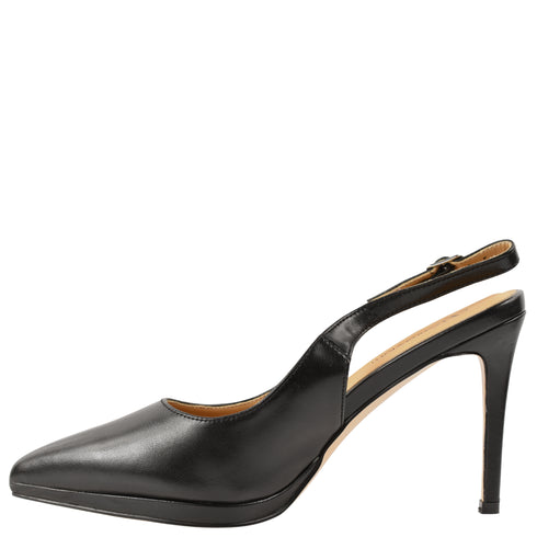 Pantofi eleganti, dama, ANNA VIOTTI, D105-B143D negru, piele naturala, toc