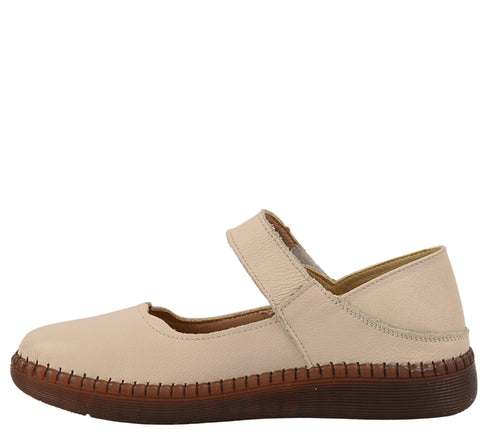 Pantofi casual, dama, ADA SHOES 9683, crem, piele naturala