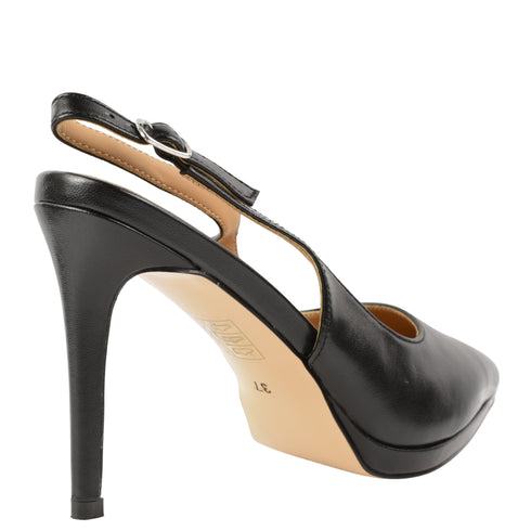 Pantofi eleganti, dama, ANNA VIOTTI, D105-B143D negru, piele naturala, toc