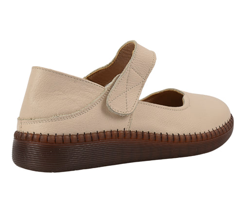 Pantofi casual, dama, ADA SHOES 9683, crem, piele naturala