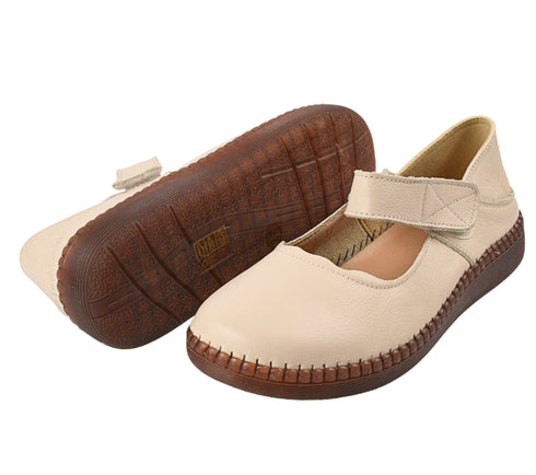 Pantofi casual, dama, ADA SHOES 9683, crem, piele naturala