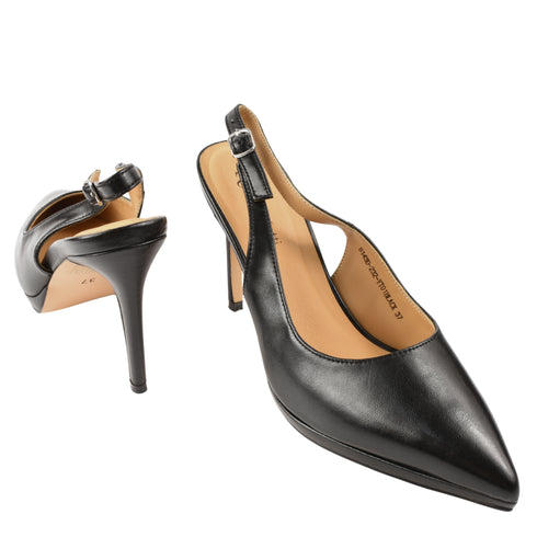 Pantofi eleganti, dama, ANNA VIOTTI, D105-B143D negru, piele naturala, toc