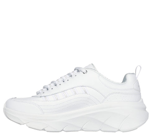 Pantofi sport, dama, SKECHERS D'LUX WALKER GOLDEN STEP 150106-WSL alb, piele ecologica