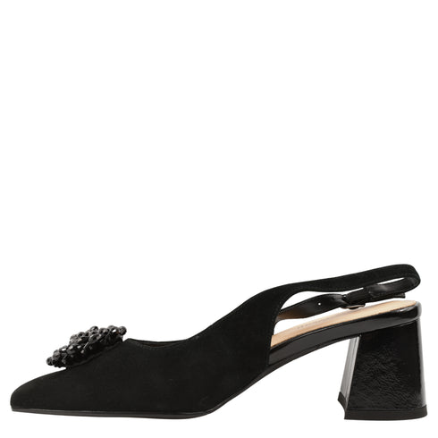 Sandale elegante, dama, ANNA VIOTTI, D105-6379P negru, piele naturala, toc