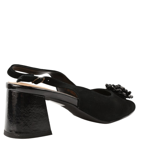 Sandale elegante, dama, ANNA VIOTTI, D105-6379P negru, piele naturala, toc