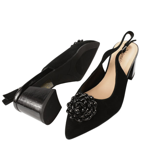 Sandale elegante, dama, ANNA VIOTTI, D105-6379P negru, piele naturala, toc