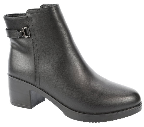 Ghete casual, dama, FORMAZIONE, 1583-210 negru, piele naturala, cu toc