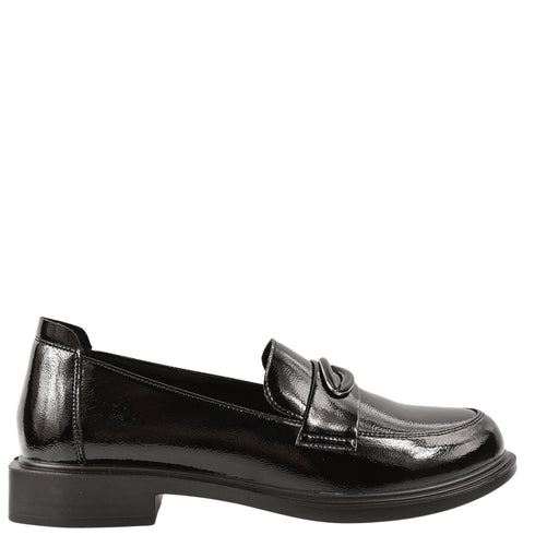 Pantofi casual, femei, FORMAZIONE, Q11520-176 negru, piele lacuita