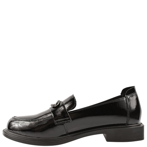 Pantofi casual, femei, FORMAZIONE, Q11520-176 negru, piele lacuita