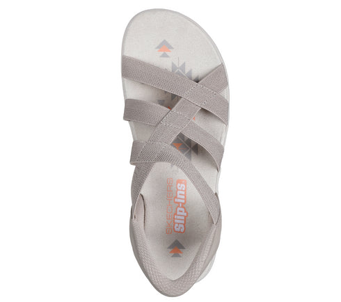 Sandale sport, dama, SKECHERS REGGAE SLIP-STRETCH FLEX 163460-TPE bej, textil