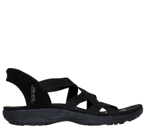 Sandale sport, dama, SKECHERS REGGAE SLIP-STRETCH FLEX 163460-BBK negru, textil