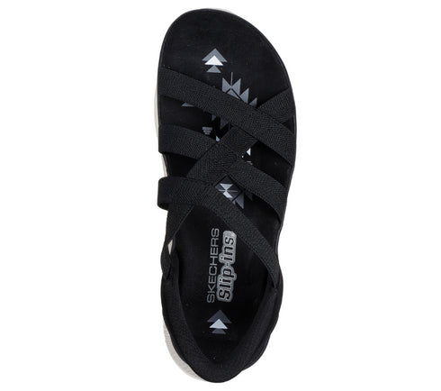 Sandale sport, dama, SKECHERS REGGAE SLIP-STRETCH FLEX 163460-BBK negru, textil