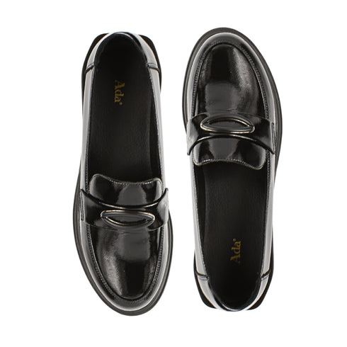 Pantofi casual, femei, FORMAZIONE, Q11520-176 negru, piele lacuita