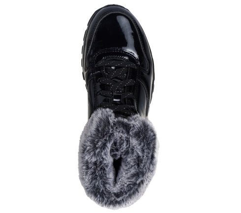 Ghete sport, femei, SKECHERS UNO RUGGED-FIESTY WINTER 168126-BBK negru, piele lacuita