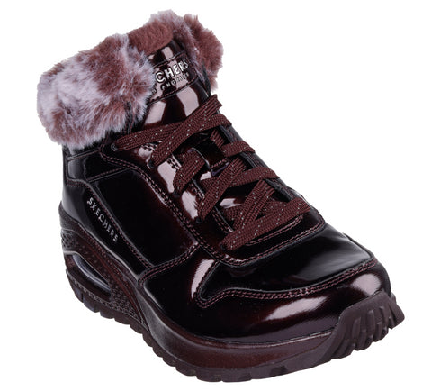 Ghete sport, femei, SKECHERS UNO RUGGED-FIESTY WINTER 168126-BURG bordo, piele lacuita