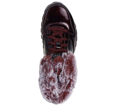 Ghete sport, femei, SKECHERS UNO RUGGED-FIESTY WINTER 168126-BURG bordo, piele lacuita