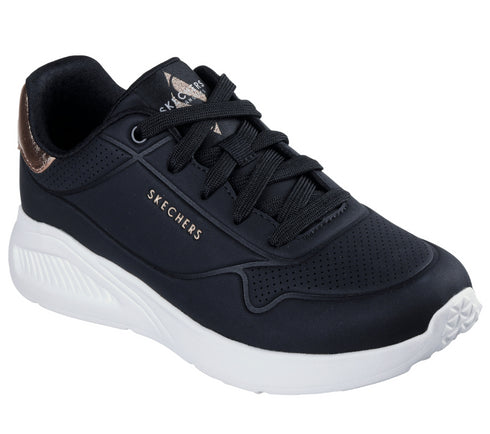 Pantofi sport, dama, SKECHERS UNO LITE - SHIMMER ALONG 177291-BLK negru, piele ecologica