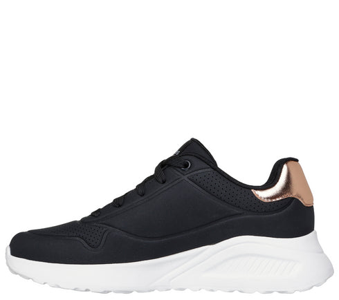 Pantofi sport, dama, SKECHERS UNO LITE - SHIMMER ALONG 177291-BLK negru, piele ecologica