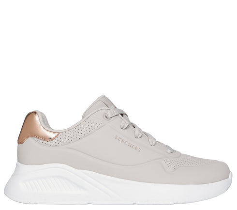 Pantofi sport, dama, SKECHERS UNO LITE - SHIMMER ALONG 177291-NAT crem, piele ecologica
