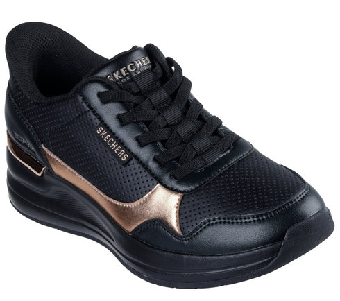 Pantofi sport, dama, SKECHERS SLIP-INS BILLION 2 - TOP-TIER HANDS FREE 177343-BBK negru, piele ecologica