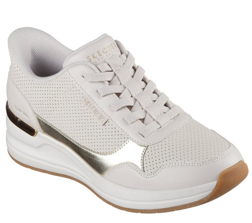 Pantofi sport, dama, SKECHERS SLIP-INS BILLION 2 - TOP-TIER HANDS FREE 177343-NAT crem, piele ecologica