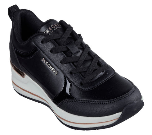 Pantofi sport, dama, SKECHERS BILLION-FINE SHINE 177345-BLK negru, piele ecologica