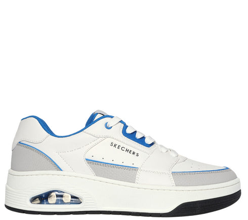 Pantofi sport, barbati, SKECHERS UNO COURT-LOW-POST 183140-WBL alb, piele naturala
