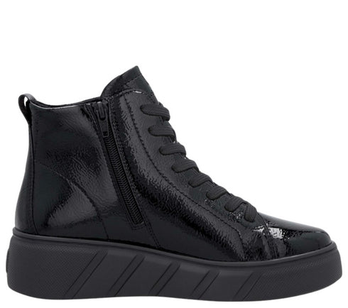 Ghete sport, dama, RIEKER, W2661-01 negru, piele lacuita