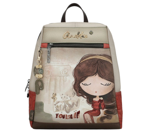 Rucsac casual, dama, ANEKKE 42705-018, bej, piele ecologica