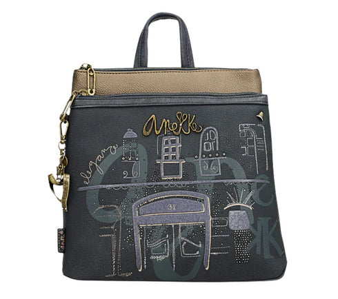 Rucsac casual, dama, ANEKKE 41855-233, bleumarin, piele ecologica