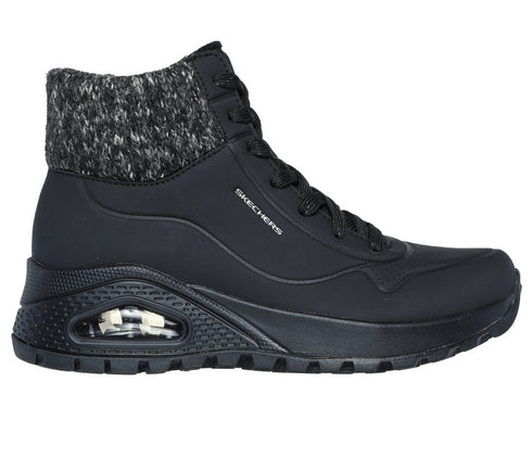 Ghete sport, dama, SKECHERS, Uno Rugged Darling Daze 167988-BLK negru, piele ecologica
