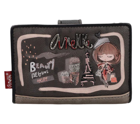 Portofel casual, dama, ANEKKE 41809-902, negru, piele ecologica