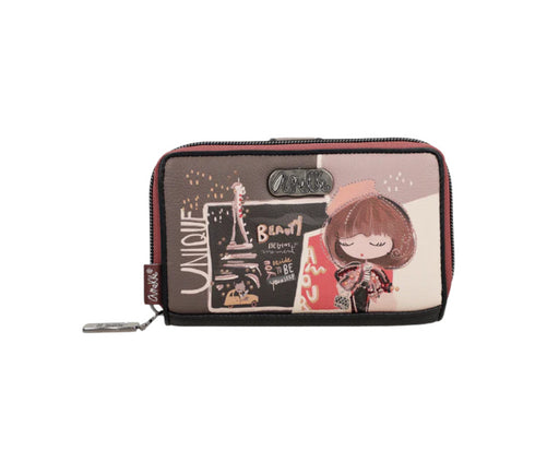 Portofel casual, dama, ANEKKE 41809-909, maro, piele ecologica