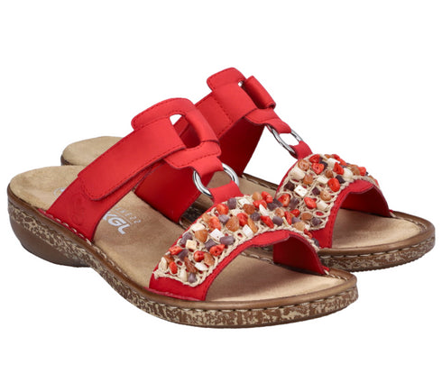 Papuci casual, dama, RIEKER ANTISTRESS, 62815-33 rosu, piele ecologica