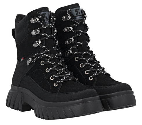 Ghete casual, dama, RIEKER TEX ANTISTRESS, W1871-00 negru, piele ecologica