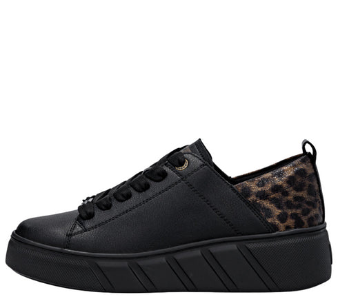 Pantofi sport, dama, RIEKER MEMOSOFT,W2602-04 negru, piele naturala