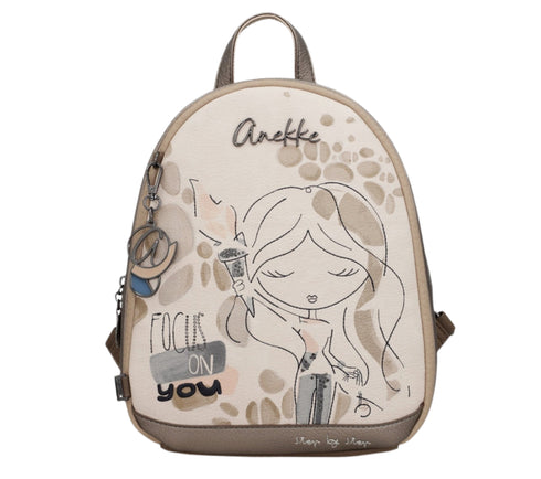 Rucsac casual, dama, ANEKKE 42745-252, nude, piele ecologica