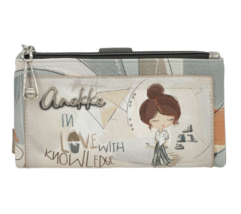 Portofel casual, dama, ANEKKE 42809-907, gri, piele ecologica