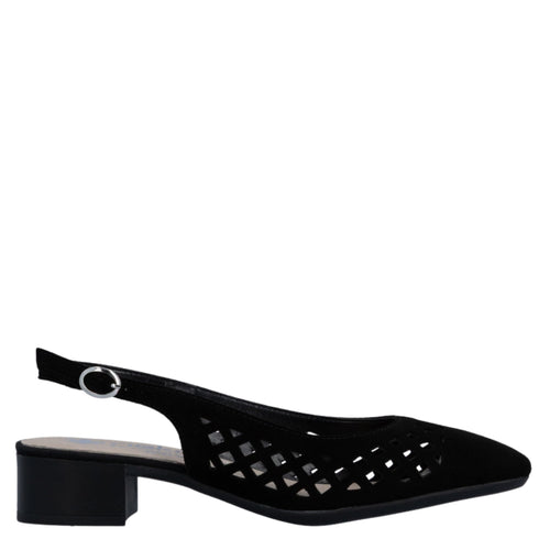 Pantofi casual, dama, RIEKER, ANTISTRESS, 43457-00 negru, piele intoarsa, cu toc