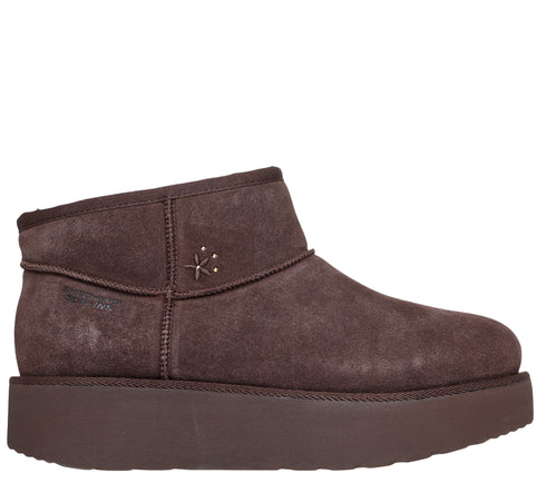 Ghete sport, dama, SKECHERS KEEP COZY 169143-CHOC, piele intoarsa