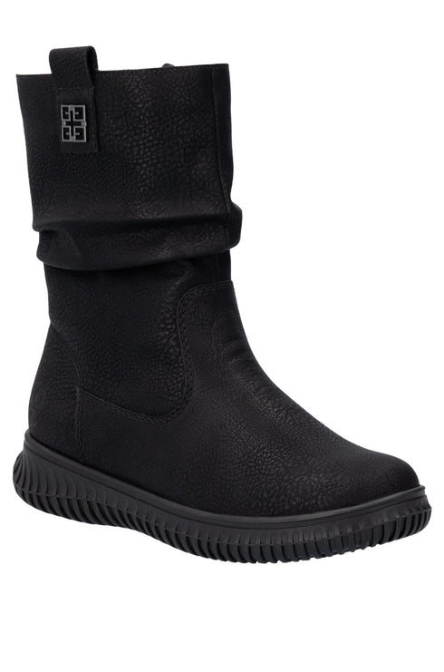 Ghete casual, dama, RIEKER, ANTISTRESS, 74283-00 negru, piele ecologica