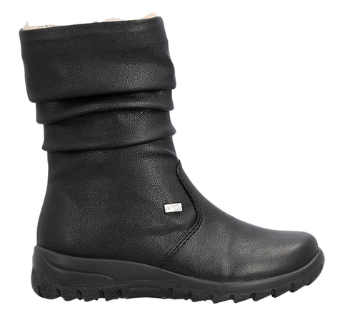 Ghete casual, dama, RIEKER, ANTISTRESS, TEX Z7171-02 negru, piele naturala