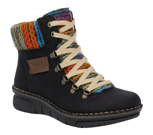 Ghete casual, dama, RIEKER, 73343-00 negru, piele ecologica