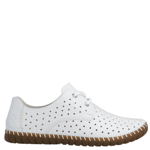 Pantofi sport, dama, RIEKER ANTISTRESS, M2801-80 alb, piele naturala