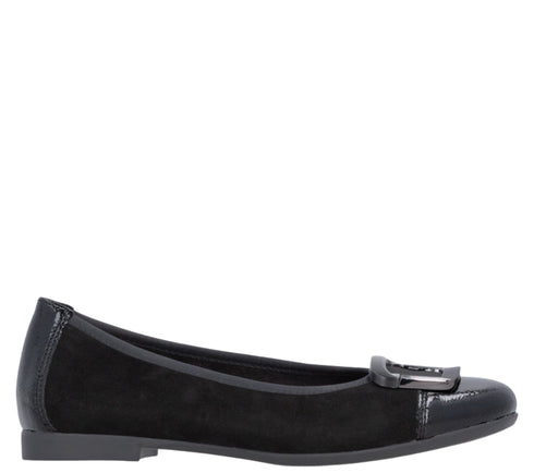 Balerini casual, dama, REMONTE, D0K12-02, negru, piele intoarsa