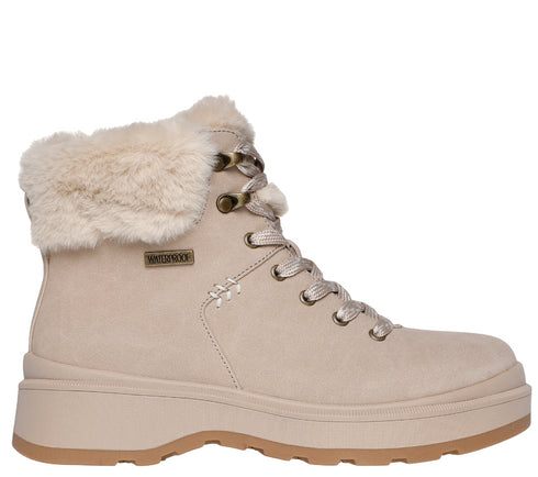 Ghete sport, dama, SKECHERS PARK CITY 168087-NAT crem, piele ecologica