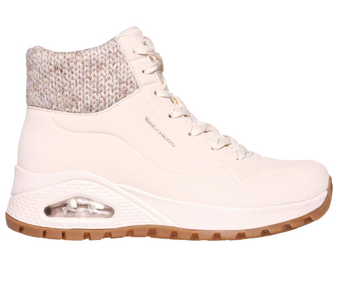 Ghete sport, dama, SKECHERS, Uno Rugged Darling Daze 167988-NAT crem, piele ecologica