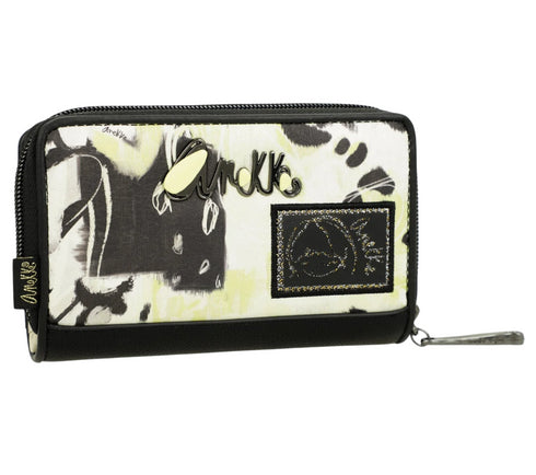 Portofel casual, dama, ANEKKE 40879-909, negru, piele ecologica