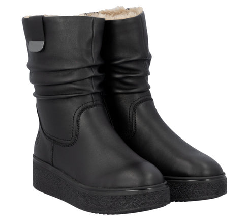 Ghete casual, dama, RIEKER ANTISTRESS 78858-00, negru, piele naturala