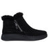 Ghete sport, dama, SKECHERS WILSHIRE BLVD - FRESH ZIP 168108-BBK negru, piele intoarsa